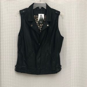 Black leather vest